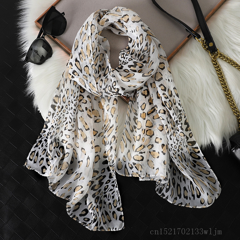 Face Scarf Mask - 2024 Mode gedruckt Leopard Chiffon Hijab