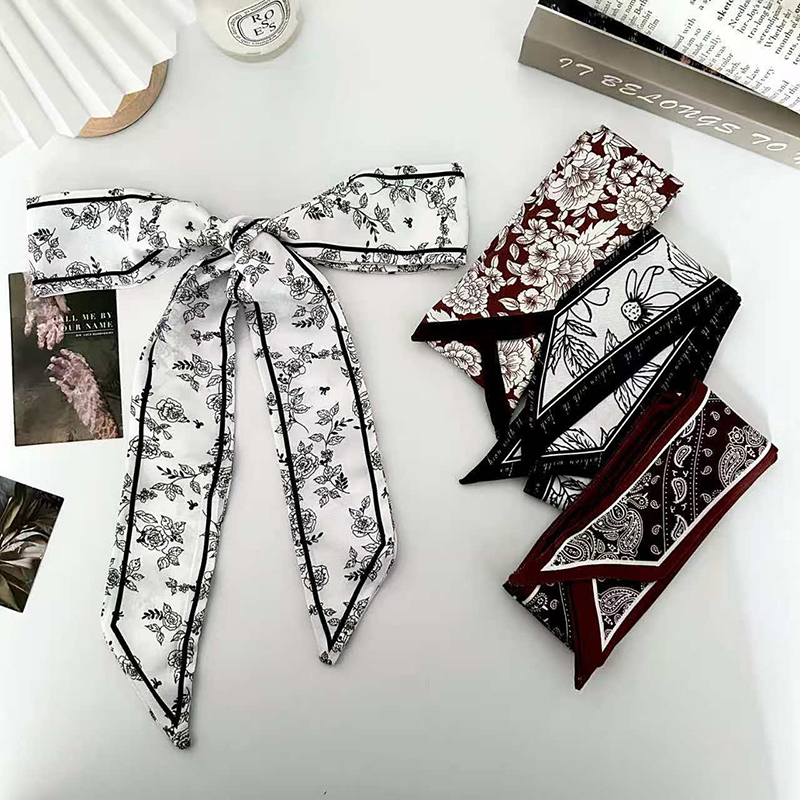 Silk Neck Scarf - Luxuriöser Damen-Seidenschal, schmal, lang, als Haarband,